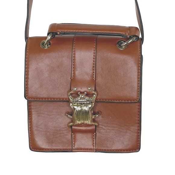 Zara Handbags - Zara Brown Crossbody Bag Beetle Metal Clip Bug Insect Mini